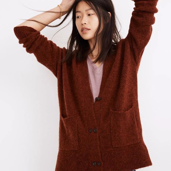 NWT Madewell Allston Double Button Cardigan Sweater in Cranberry Size Small - Picture 8 of 14